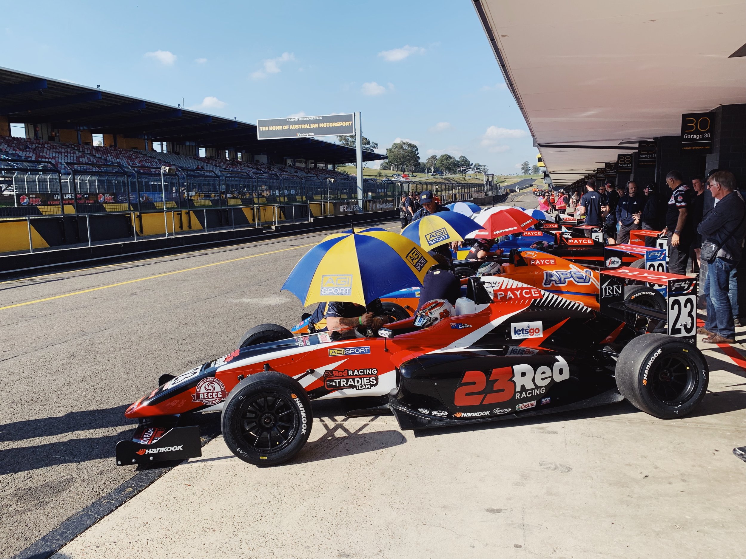 The Formula 4 field lines up before the race.