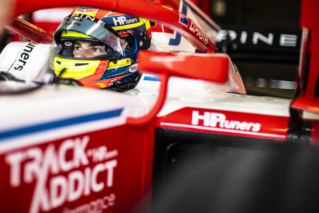 Oscar Piastri in his PREMA Racing car before the race. (Supplied)