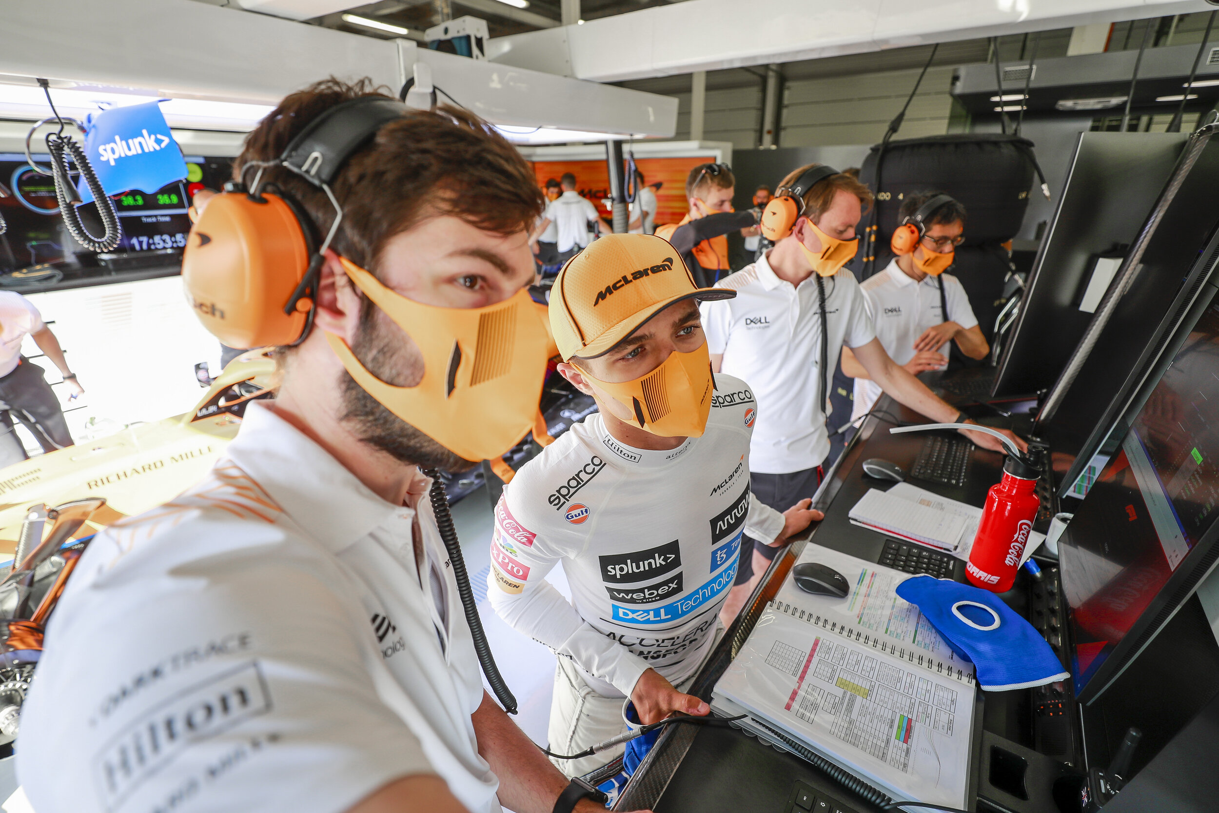 Lando Norris in the garage at Silverstone. (Motorsport Images.McLaren)