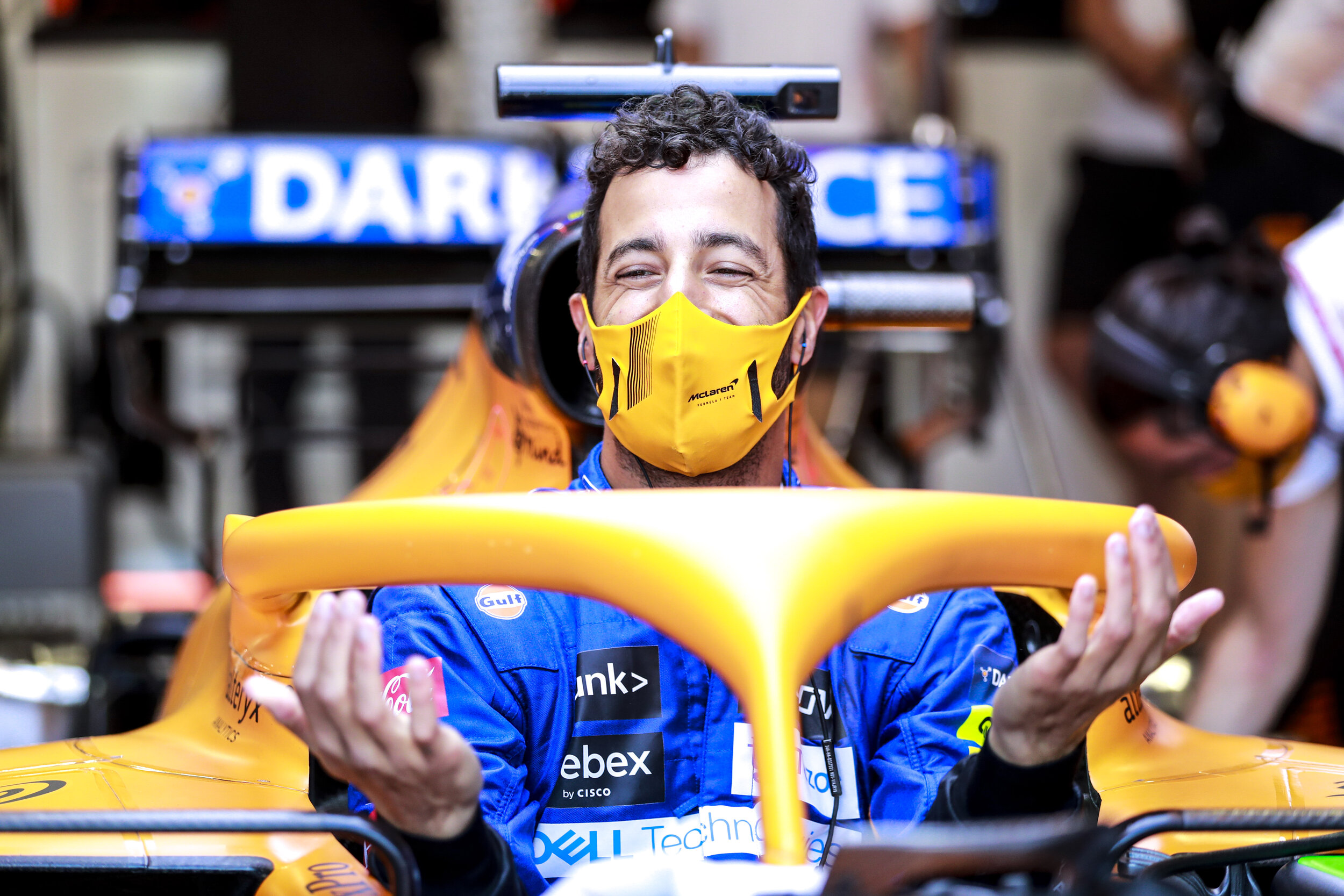 Daniel Ricciardo settles in to his McLaren before qualifying at Zandvoort. (Motorsport Images/McLaren)