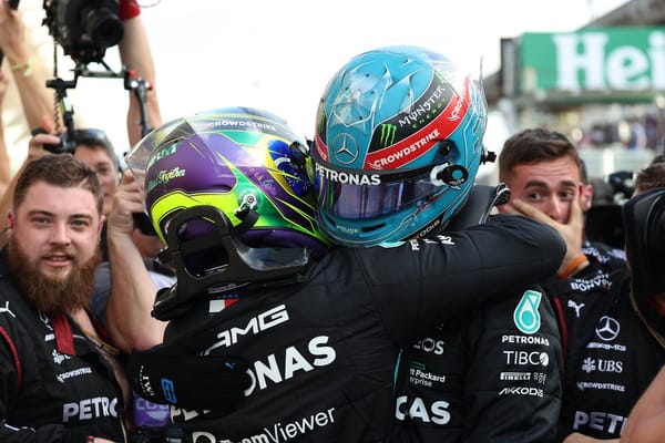 George Russell takes first victory in action-packed Brazil sprint race